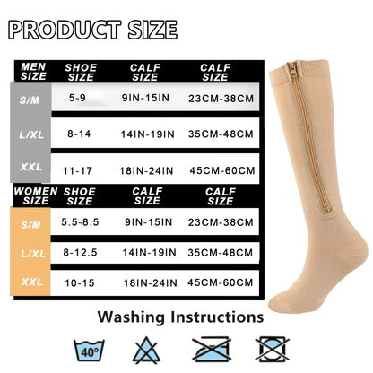Finecare™ Zipper Compression Stockings — 1 Pair