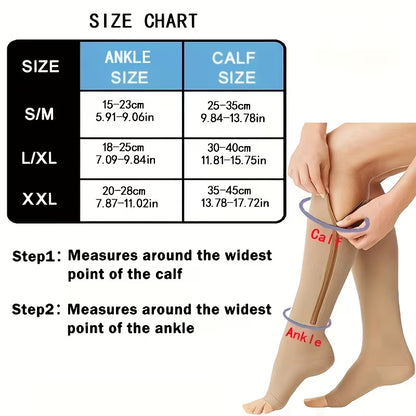 Finecare™ Zipper Compression Stockings — 2 Pairs
