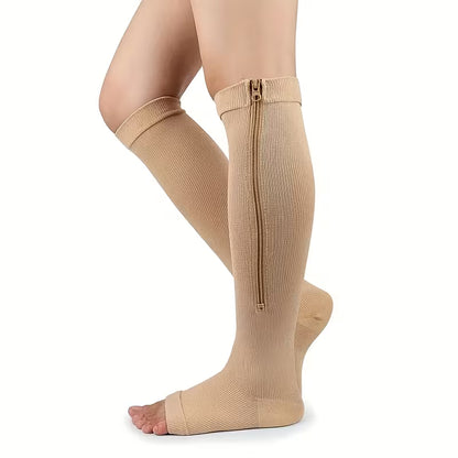 Finecare™ Zipper Compression Stockings — 2 Pairs